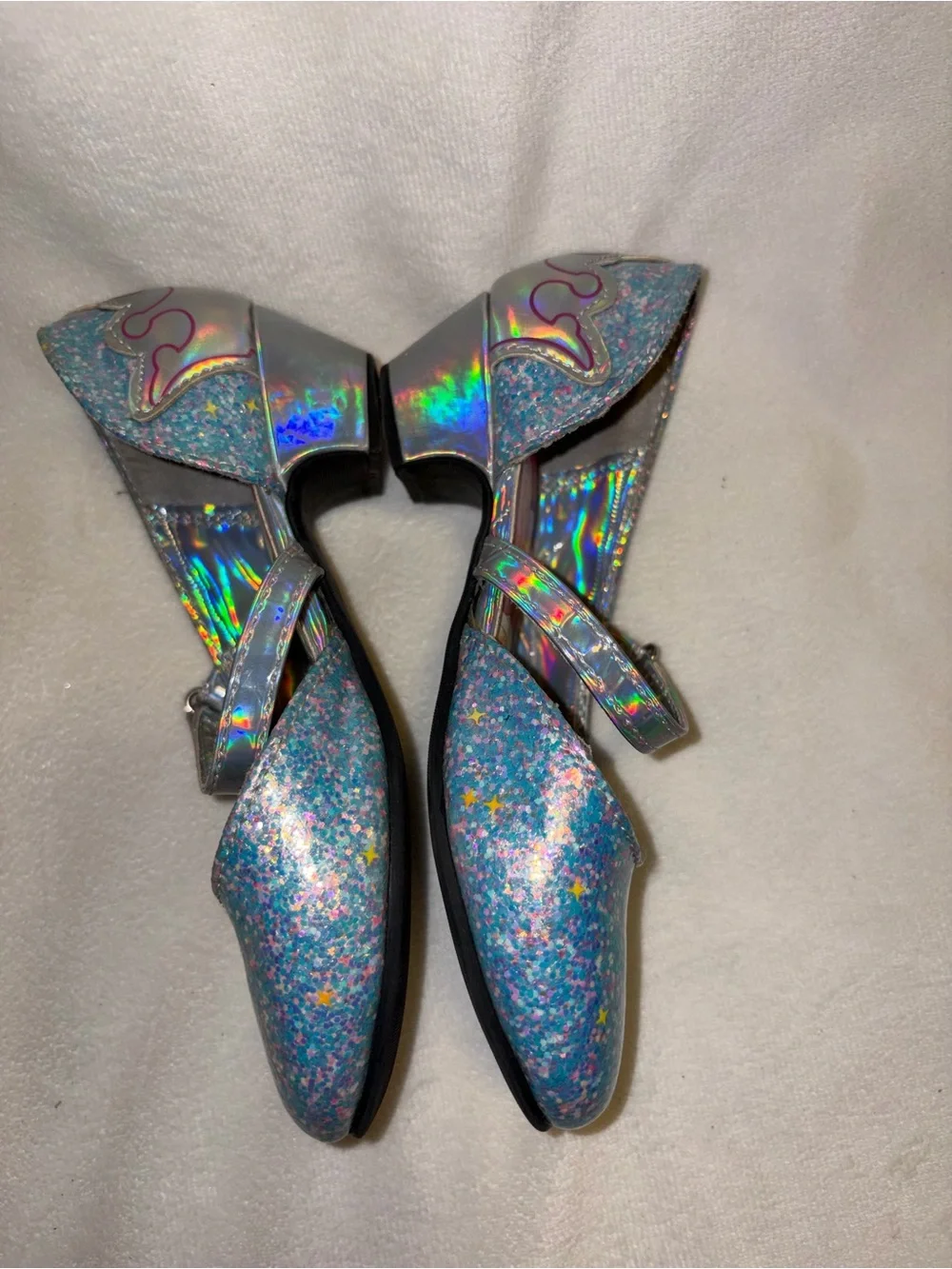 Disney Girls Blue/Silver Glitter Disney Princess Mary Jane Buckle Strap US 11